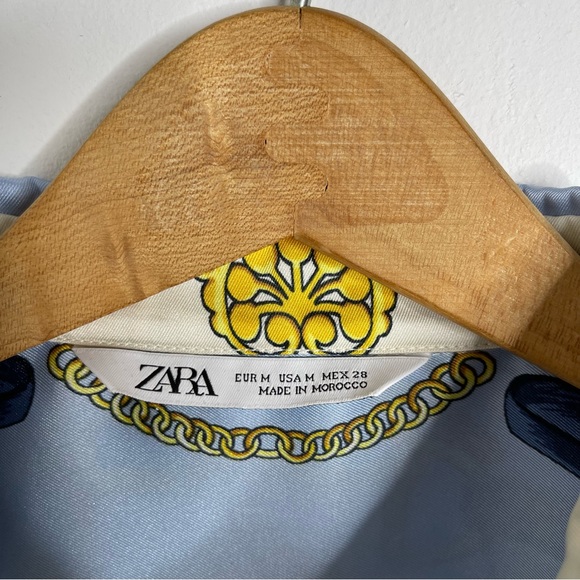 ZARA Chain Printed Blouse Size M Elegant Vintage Scarf Feminine Worn on TV - Picture 14 of 16